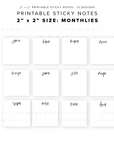 PSN08 - 2x2 Monthly Stickies - Printable Sticky Notes