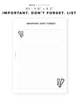 PR231 - Important. Don't Forget List - Printable Insert