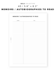 PR282 - Memoirs / Autobiographies to Read - Printable Insert