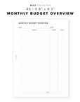 PR228 - Monthly Budget Overview - Printable Insert
