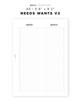 PR317 - Needs Wants V2 - Printable Insert