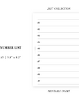 PR369 - Number List - Printable Insert