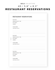 PR272 - Restaurant Reservations - Printable Insert