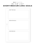 PR249 - Short Medium Long Term Goals - Printable Insert