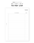 PR351 - To Pay List - Printable Insert