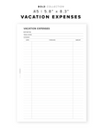 PR257 - Vacation Expenses - Printable Insert