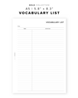 PR345 - Vocabulary List - Printable Insert