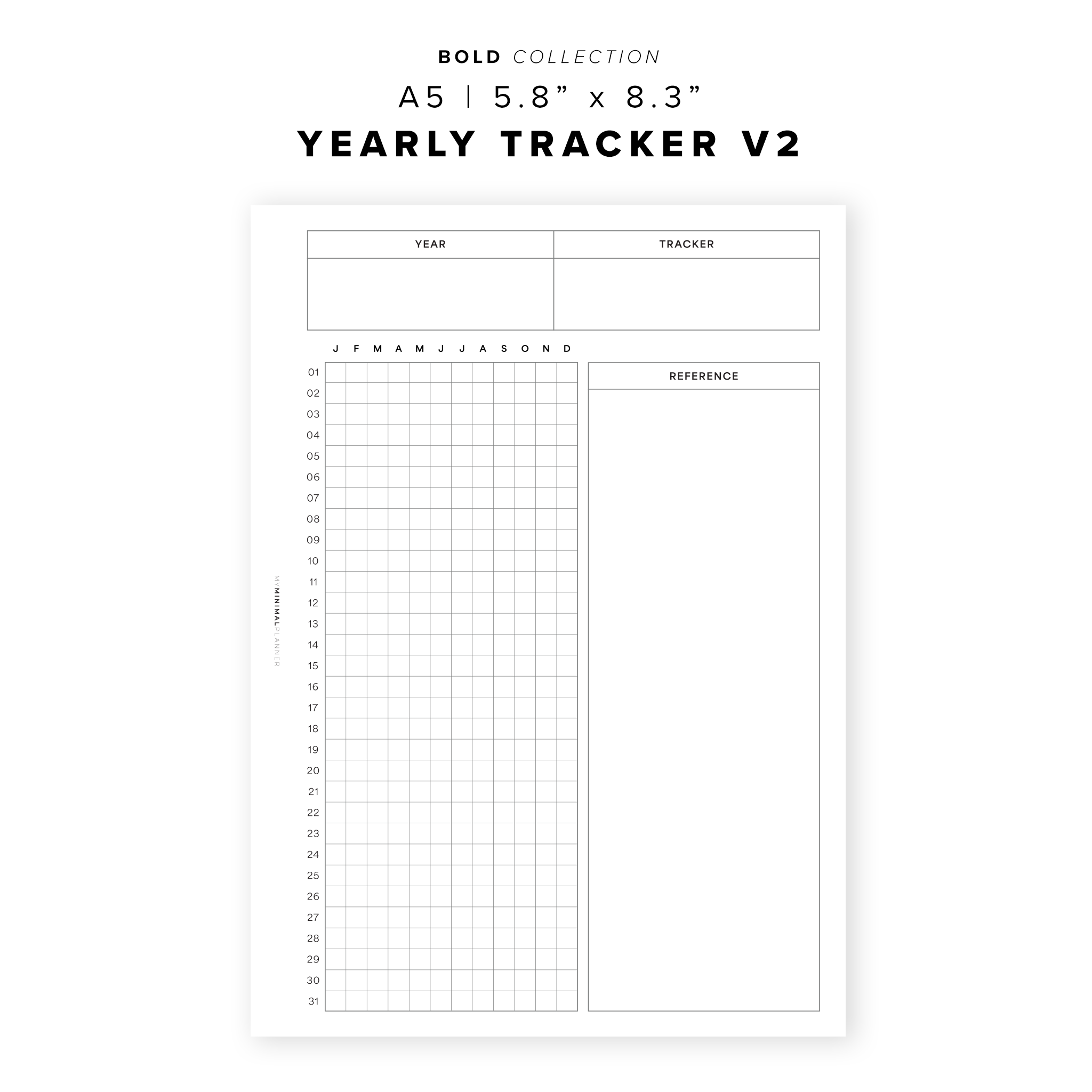 PR342 - Yearly Tracker V2 - Printable Insert – My Minimal Planner
