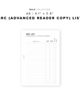 PR222 - ARC (Advanced Reader Copy) List - Printable Insert