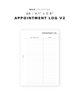 PR337 - Appointment Log V2 - Printable Insert