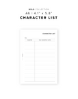 PR329 - Character List - Printable Insert