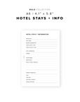 PR271 - Hotel Stays + Information - Printable Insert