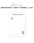 PR231 - Important. Don't Forget List - Printable Insert