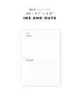 PR250 - Ins and Outs - Printable Insert