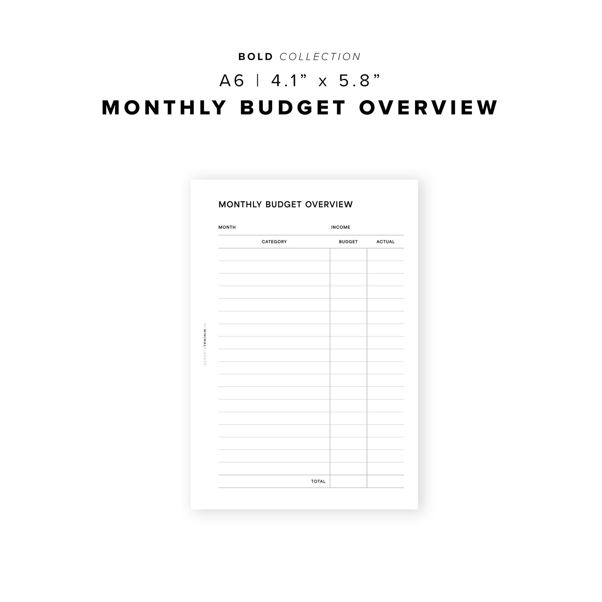 PR228 - Monthly Budget Overview - Printable Insert