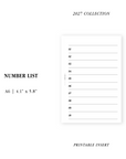 PR369 - Number List - Printable Insert