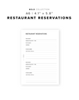 PR272 - Restaurant Reservations - Printable Insert