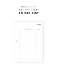 PR351 - To Pay List - Printable Insert