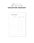 PR280 - Vacation Budget - Printable Insert
