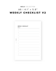 PR327 - Weekly Checklist V2 - Printable Insert