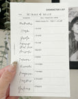 PR329 - Character List - Printable Insert