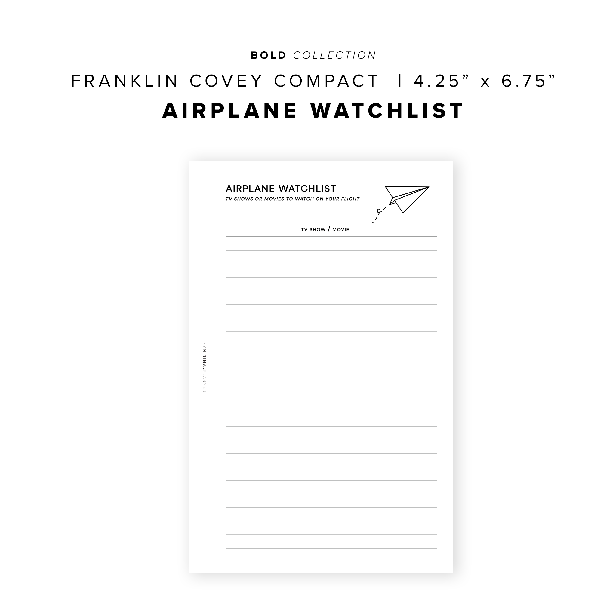 PR274 - Airplane Watchlist - Printable Insert