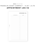 PR337 - Appointment Log V2 - Printable Insert