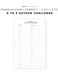 PR321 - A to Z Author Challenge - Printable Insert