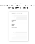 PR271 - Hotel Stays + Information - Printable Insert