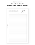 PR274 - Airplane Watchlist - Printable Insert