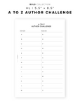 PR321 - A to Z Author Challenge - Printable Insert