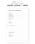 PR271 - Hotel Stays + Information - Printable Insert