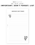 PR231 - Important. Don't Forget List - Printable Insert