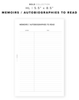 PR282 - Memoirs / Autobiographies to Read - Printable Insert