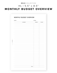 PR228 - Monthly Budget Overview - Printable Insert