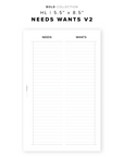 PR317 - Needs Wants V2 - Printable Insert