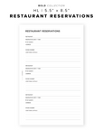 PR272 - Restaurant Reservations - Printable Insert