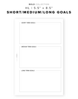 PR249 - Short Medium Long Term Goals - Printable Insert