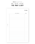 PR351 - To Pay List - Printable Insert