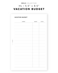 PR280 - Vacation Budget - Printable Insert