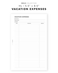 PR257 - Vacation Expenses - Printable Insert