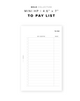 PR351 - To Pay List - Printable Insert