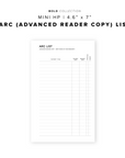 PR222 - ARC (Advanced Reader Copy) List - Printable Insert