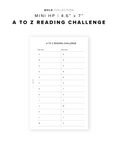 PR320 - A to Z Reading Challenge - Printable Insert