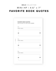 PR221 - Fave Book Quotes - Printable Insert