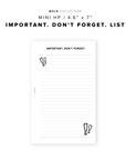 PR231 - Important. Don't Forget List - Printable Insert