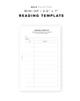 PR238 - Reading Template - Printable Insert