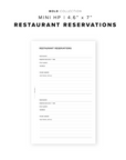 PR272 - Restaurant Reservations - Printable Insert