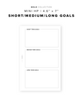 PR249 - Short Medium Long Term Goals - Printable Insert