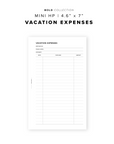 PR257 - Vacation Expenses - Printable Insert